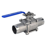 Robinets à boisseau sphérique Elephant BV3131P(3pc)-FP-W-ISO-H en acier inoxydable SS304, à passage intégral, en trois parties, joint - PTFE, soudé, avec poignée