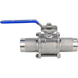 Robinets à boisseau sphérique Elephant BV3131P(3pc)-FP-W-ISO-H en acier inoxydable SS304, à passage intégral, en trois parties, joint - PTFE, soudé, avec poignée