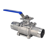 Robinets à boisseau sphérique Elephant BV3131P(3pc)-FP-W-ISO-H en acier inoxydable SS304, à passage intégral, en trois parties, joint - PTFE, soudé, avec poignée