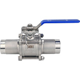 Robinets à boisseau sphérique Elephant BV3131P(3pc)-FP-W-ISO-H en acier inoxydable SS304, à passage intégral, en trois parties, joint - PTFE, soudé, avec poignée