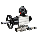 Ball valves Elephant BV3131P(3pc)-FP-W-ISO-H LONG,  body material - Stainless steel AISI 304, seal - PTFE / PTFE / Teflon, with pneumatic actuator double action PA-DA-105-1, 4V320-08 220V, LSU APL-510N Ex
