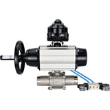 Ball valves Elephant BV3232P(3pc)-FP-W-ISO-H LONG,  body material - Stainless steel AISI 316, seal - PTFE / PTFE / Teflon, with pneumatic actuator double action PA-DA-105-1, 4V320-10 220V, LSU APL-510N Ex