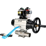Ball valves Elephant BV3232P(3pc)-FP-W-ISO-H LONG,  body material - Stainless steel AISI 316, seal - PTFE / PTFE / Teflon, with pneumatic actuator double action PA-DA-105-1, 4V320-10 220V, LSU APL-510N Ex, ATU AFC2000