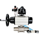 Ball valves Elephant BV3232P(3pc)-FP-W-ISO-H LONG,  body material - Stainless steel AISI 316, seal - PTFE / PTFE / Teflon, with pneumatic actuator double action PA-DA-105-1, 4V320-10 220V, LSU APL-510N Ex, ATU AFC2000