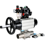 Ball valves Elephant BV3232P(3pc)-FP-W-ISO-H LONG,  body material - Stainless steel AISI 316, seal - PTFE / PTFE / Teflon, with pneumatic actuator double action PA-DA-105-1, 4V320-10 220V, LSU APL-510N Ex, ATU AFC2000