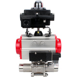 Vannes à boisseau sphérique Elephant BV3131P(3pc)-FP-W-ISO-H LONG à passage intégral, corps - acier inoxydable 304, soudé, avec actionneur pneumatique Elephant PA-SA, distributeur pneumatique 4M310-08 220V et bloc de fin de course APL-410N EX