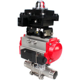 Vannes à boisseau sphérique Elephant BV3131P(3pc)-FP-W-ISO-H LONG à passage intégral, corps - acier inoxydable 304, soudé, avec actionneur pneumatique Elephant PA-SA, distributeur pneumatique 4M310-08 220V et bloc de fin de course APL-410N EX