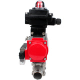 Vannes à boisseau sphérique Elephant BV3131P(3pc)-FP-W-ISO-H LONG à passage intégral, corps - acier inoxydable 304, soudé, avec actionneur pneumatique Elephant PA-SA, distributeur pneumatique 4M310-08 220V et bloc de fin de course APL-410N EX