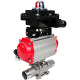 Vannes à boisseau sphérique Elephant BV3131P(3pc)-FP-W-ISO-H LONG à passage intégral, corps - acier inoxydable 304, soudé, avec actionneur pneumatique Elephant PA-SA, distributeur pneumatique 4M310-08 220V et bloc de fin de course APL-410N EX