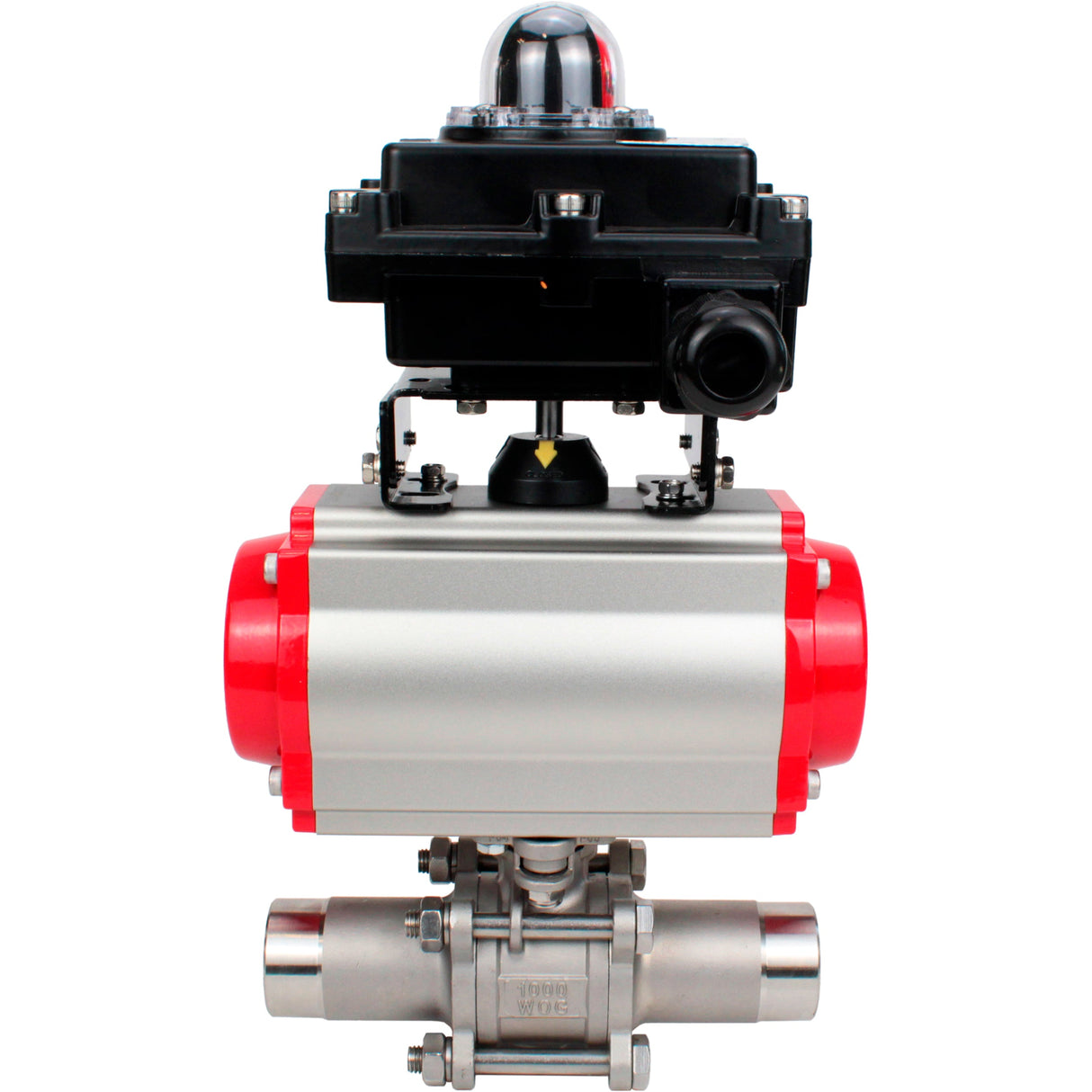 Vannes à boisseau sphérique Elephant BV3131P(3pc)-FP-W-ISO-H LONG à passage intégral, corps - acier inoxydable 304, soudé, avec actionneur pneumatique Elephant PA-SA, distributeur pneumatique 4M310-08 220V et bloc de fin de course APL-410N EX