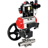 Vannes à boisseau sphérique Elephant BV3131P(3pc)-FP-W-ISO-H LONG DN50-150 passage intégral, corps - acier inoxydable 304, à souder, avec actionneur pneumatique PA-DA, distributeur pneumatique 4M310-08 24V, réducteur MON, BKV APL-510N EX et BPV AFC2000