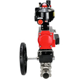 Vannes à boisseau sphérique Elephant BV3131P(3pc)-FP-W-ISO-H LONG DN50-150 passage intégral, corps - acier inoxydable 304, à souder, avec actionneur pneumatique PA-DA, distributeur pneumatique 4M310-08 220V, réducteur MON, BKV APL-510N EX et BPV AFC2000