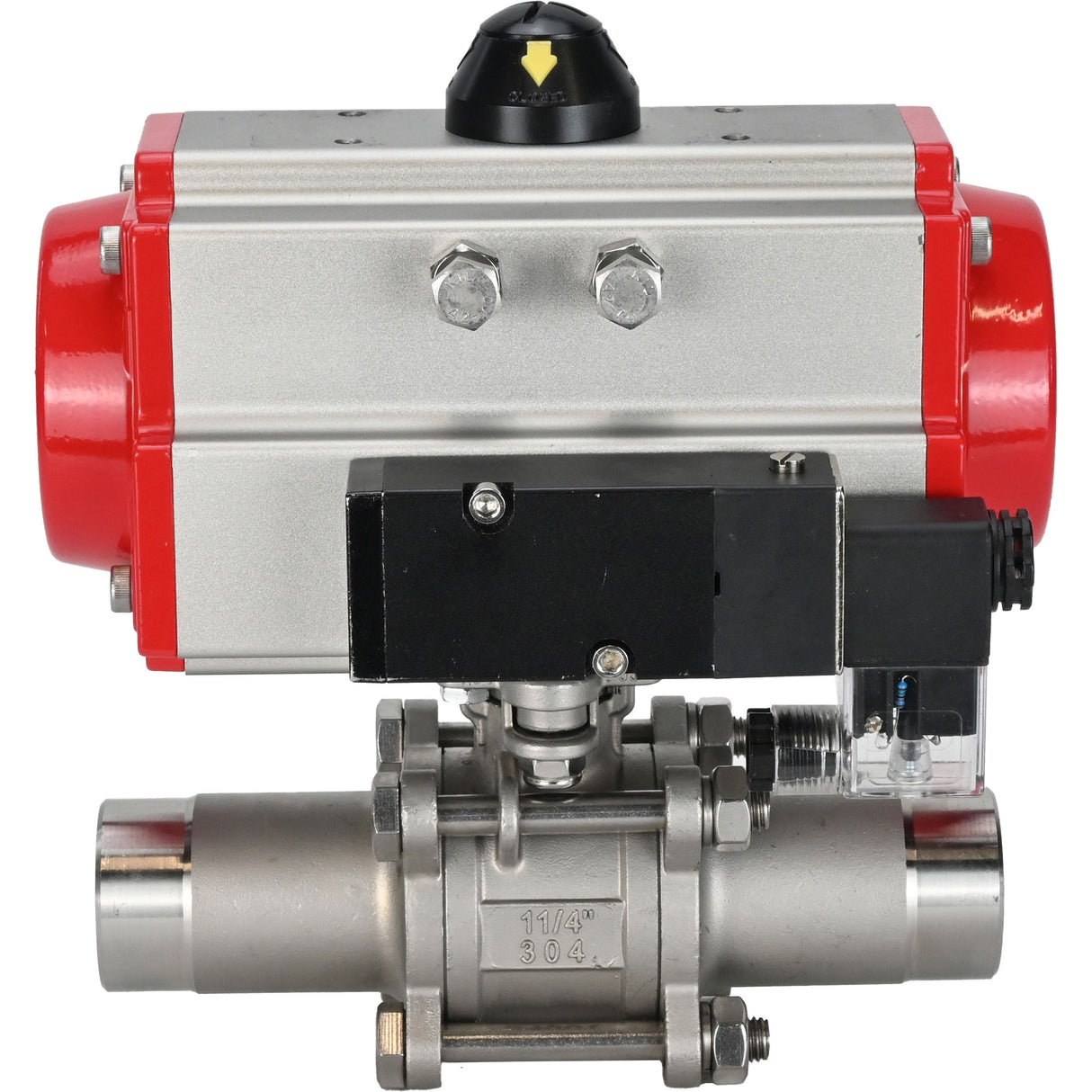 Vannes à boisseau sphérique Elephant BV3131P(3pc)-FP-W-ISO-H LONG passage intégral, corps - acier inoxydable 304, à souder, avec actionneur pneumatique Elephant PA-SA et distributeur pneumatique 4M310-08 24V