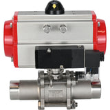 Vannes à boisseau sphérique Elephant BV3131P(3pc)-FP-W-ISO-H LONG passage intégral, corps - acier inoxydable 304, à souder, avec actionneur pneumatique Elephant PA-SA et distributeur pneumatique 4M310-08 24V