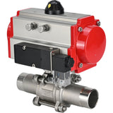 Vannes à boisseau sphérique Elephant BV3131P(3pc)-FP-W-ISO-H LONG passage intégral, corps - acier inoxydable 304, à souder, avec actionneur pneumatique Elephant PA-SA et distributeur pneumatique 4M310-08 220V