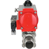 Vannes à boisseau sphérique Elephant BV3131P(3pc)-FP-W-ISO-H LONG passage intégral, corps - acier inoxydable 304, à souder, avec actionneur pneumatique Elephant PA-SA et distributeur pneumatique 4M310-08 24V