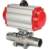 Vannes à boisseau sphérique Elephant BV3131P(3pc)-FP-W-ISO-H LONG passage intégral, corps - acier inoxydable 304, à souder, avec actionneur pneumatique Elephant PA-SA et distributeur pneumatique 4M310-08 220V