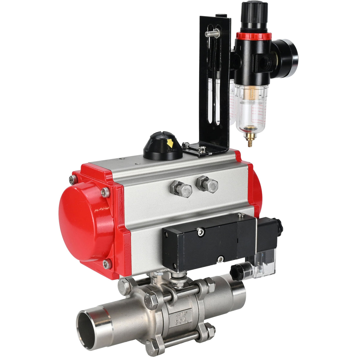 Vannes à boisseau sphérique Elephant BV3131P(3pc)-FP-W-ISO-H LONG à passage intégral, corps - acier inoxydable 304, à souder, avec actionneur pneumatique Elephant PA-SA, distributeur pneumatique 4M310-08 24V et BPV AFC2000