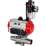 Vannes à boisseau sphérique Elephant BV3131P(3pc)-FP-W-ISO-H LONG à passage intégral, corps - acier inoxydable 304, à souder, avec actionneur pneumatique PA-DA, distributeur pneumatique 4M310-08 220V et BPV AFC2000