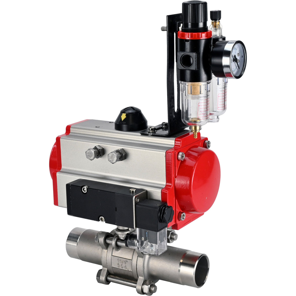 Vannes à boisseau sphérique Elephant BV3131P(3pc)-FP-W-ISO-H LONG à passage intégral, corps - acier inoxydable 304, à souder, avec actionneur pneumatique PA-DA, distributeur pneumatique 4M310-08 220V et BPV AFC2000