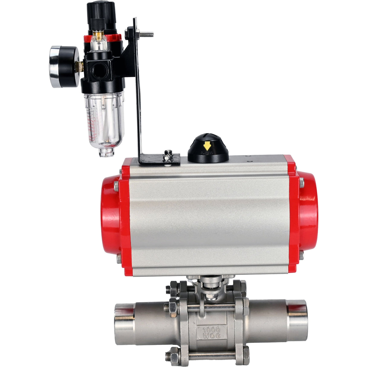 Vannes à boisseau sphérique Elephant BV3131P(3pc)-FP-W-ISO-H LONG à passage intégral, corps - acier inoxydable 304, à souder, avec actionneur pneumatique PA-DA, distributeur pneumatique 4M310-08 220V et BPV AFC2000