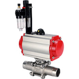 Vannes à boisseau sphérique Elephant BV3131P(3pc)-FP-W-ISO-H LONG à passage intégral, corps - acier inoxydable 304, à souder, avec actionneur pneumatique PA-DA, distributeur pneumatique 4M310-08 220V et BPV AFC2000