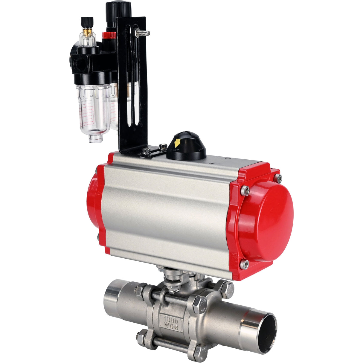 Vannes à boisseau sphérique Elephant BV3131P(3pc)-FP-W-ISO-H LONG à passage intégral, corps - acier inoxydable 304, à souder, avec actionneur pneumatique Elephant PA-SA, distributeur pneumatique 4M310-08 24V et BPV AFC2000