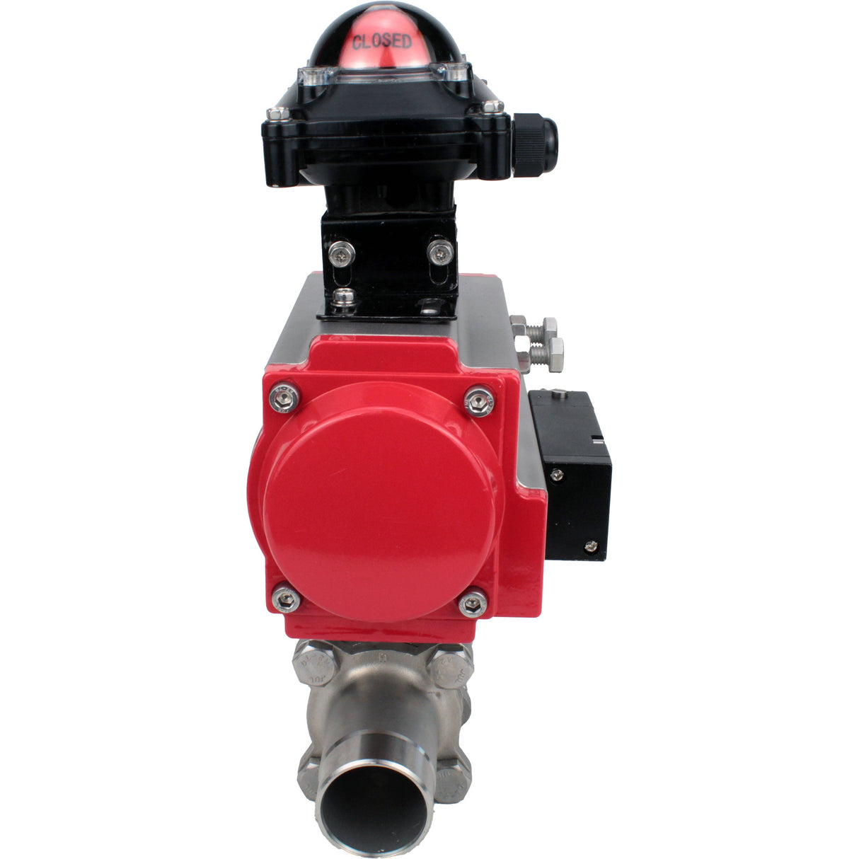 Vannes à boisseau sphérique Elephant BV3131P(3pc)-FP-W-ISO-H LONG à passage intégral, corps - acier inoxydable 304, à souder, avec actionneur pneumatique Elephant PA-SA, distributeur pneumatique 4M310-08 24V et bloc de fin de course APL-210N