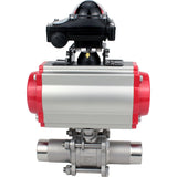 Vannes à boisseau sphérique Elephant BV3131P(3pc)-FP-W-ISO-H LONG à passage intégral, corps - acier inoxydable 304, à souder, avec actionneur pneumatique Elephant PA-SA, distributeur pneumatique 4M310-08 24V et bloc de fin de course APL-210N