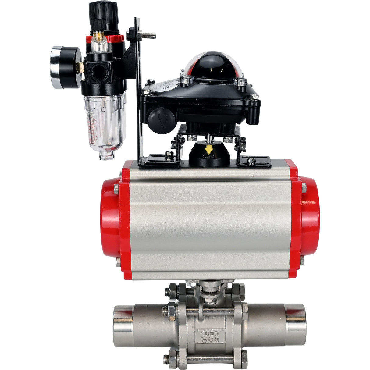Vannes à boisseau sphérique Elephant BV3131P(3pc)-FP-W-ISO-H LONG DN10-150 passage intégral, corps - acier inoxydable 304, à souder, avec actionneur pneumatique PA-DA, distributeur pneumatique 4M310-08 24V, BKV APL-210N et BPV AFC2000