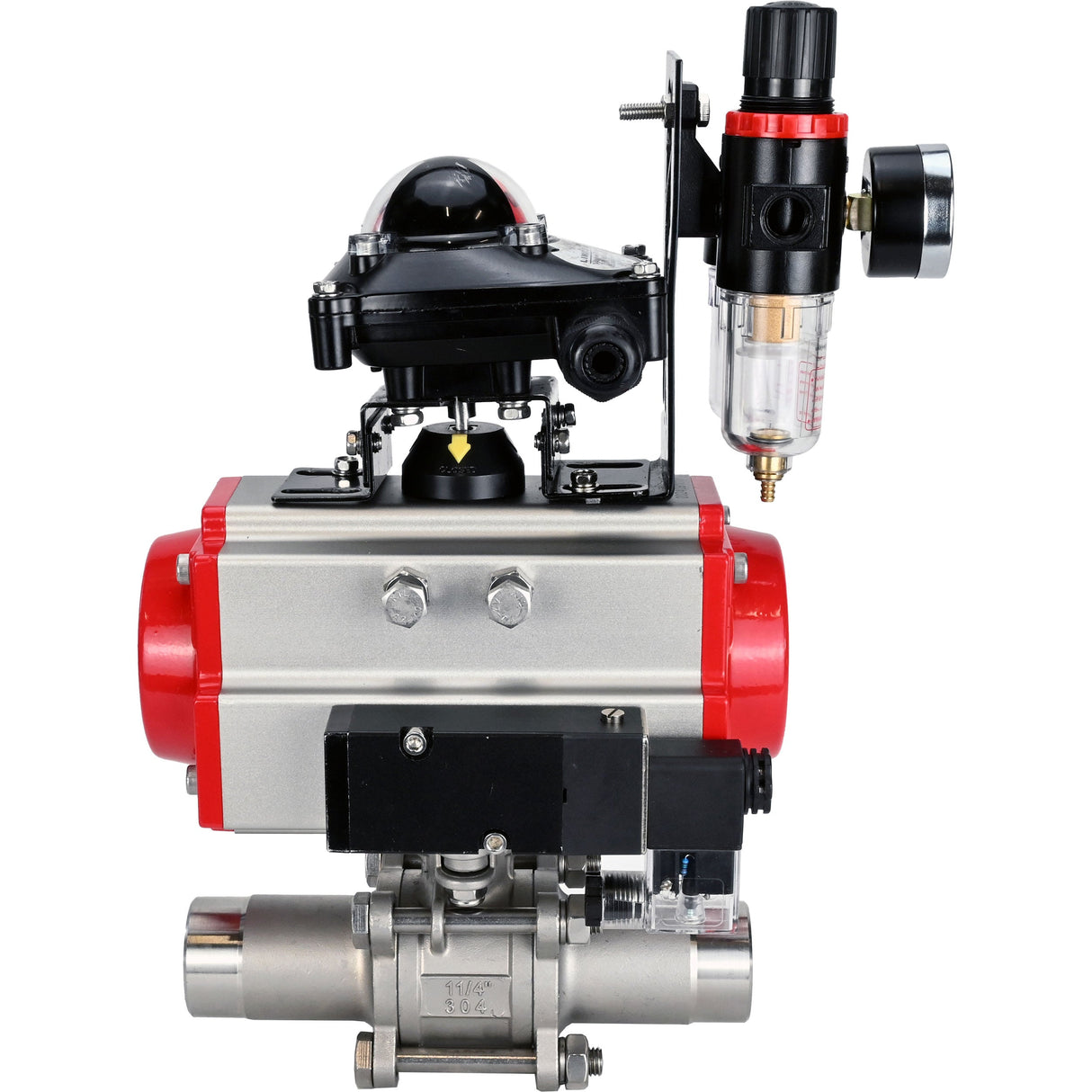 Vannes à boisseau sphérique Elephant BV3232P(3pc)-FP-W-ISO-H LONG à passage intégral, corps - acier inoxydable 316, à souder, avec actionneur pneumatique Elephant PA-SA, distributeur pneumatique 4M310-08 24V, BKV APL-210N et BPV AFC2000