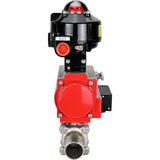 Vannes à boisseau sphérique Elephant BV3131P(3pc)-FP-W-ISO-H LONG DN10-150 passage intégral, corps - acier inoxydable 304, à souder, avec actionneur pneumatique PA-DA, distributeur pneumatique 4M310-08 220V et bloc de fin de course APL-510N EX