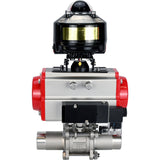 Vannes à boisseau sphérique Elephant BV3131P(3pc)-FP-W-ISO-H LONG DN10-150 passage intégral, corps - acier inoxydable 304, à souder, avec actionneur pneumatique PA-DA, distributeur pneumatique 4M310-08 220V et bloc de fin de course APL-510N EX