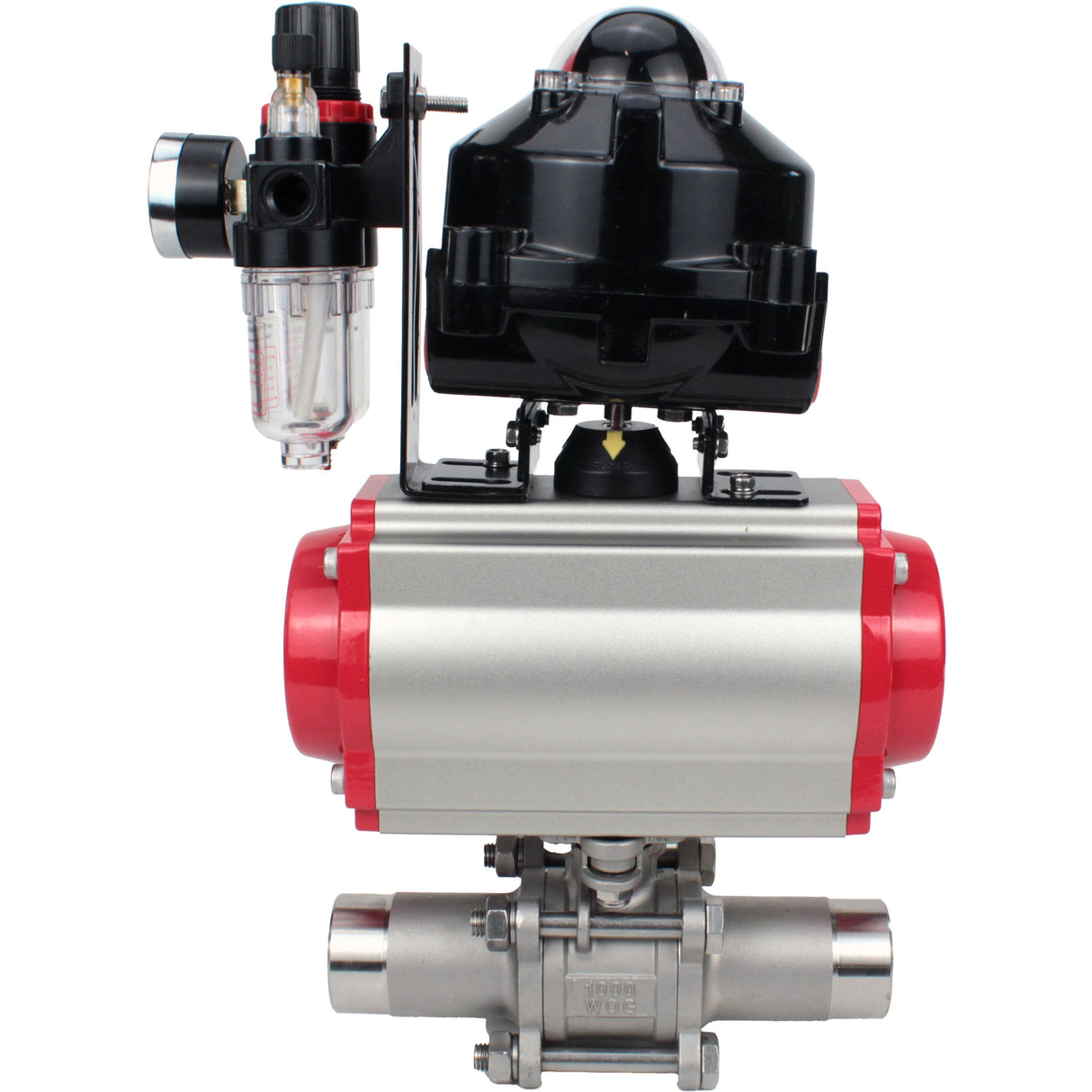 Vannes à boisseau sphérique Elephant BV3232P(3pc)-FP-W-ISO-H LONG à passage intégral, corps - acier inoxydable 316, à souder, avec actionneur pneumatique Elephant PA-SA, distributeur pneumatique 4M310-08 220V, BKV APL-510N EX et BPV AFC2000