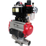 Vannes à boisseau sphérique Elephant BV3232P(3pc)-FP-W-ISO-H LONG à passage intégral, corps - acier inoxydable 316, à souder, avec actionneur pneumatique Elephant PA-SA, distributeur pneumatique 4M310-08 24V, BKV APL-510N EX et BPV AFC2000