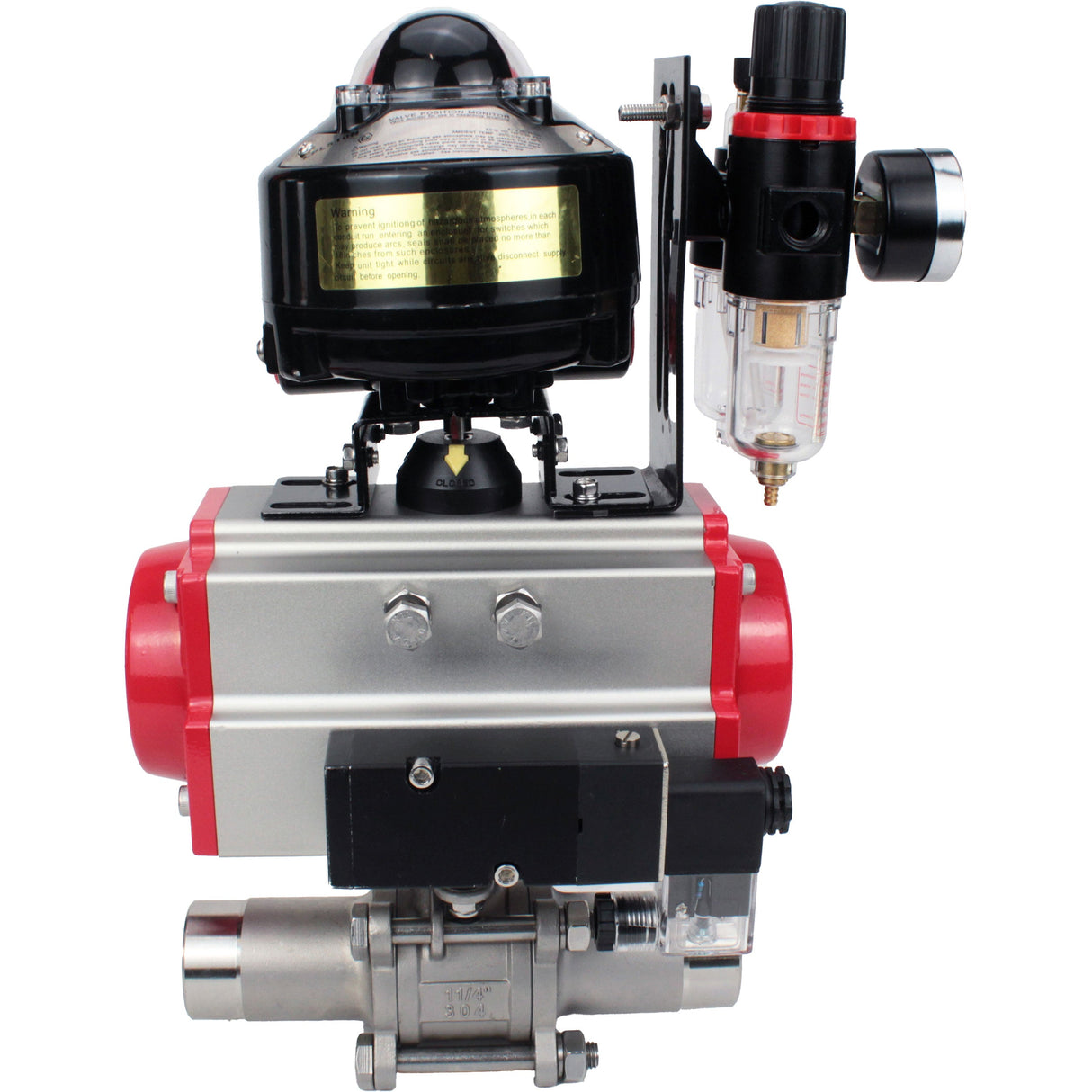 Vannes à boisseau sphérique Elephant BV3232P(3pc)-FP-W-ISO-H LONG à passage intégral, corps - acier inoxydable 316, à souder, avec actionneur pneumatique Elephant PA-SA, distributeur pneumatique 4M310-08 220V, BKV APL-510N EX et BPV AFC2000