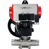 Vannes à boisseau sphérique Elephant BV3131P(3pc)-FP-W-ISO-H LONG à passage intégral, corps - acier inoxydable 304, à souder, avec actionneur pneumatique PA-DA, distributeur pneumatique 4M310-08 24V et réducteur MON