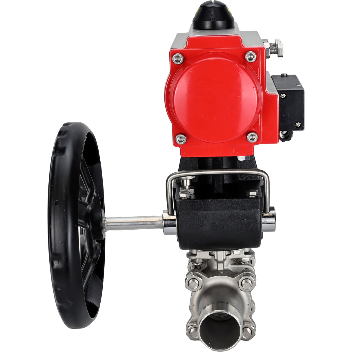 Vannes à boisseau sphérique Elephant BV3131P(3pc)-FP-W-ISO-H LONG à passage intégral, corps - acier inoxydable 304, à souder, avec actionneur pneumatique PA-DA, distributeur pneumatique 4M310-08 24V et réducteur MON
