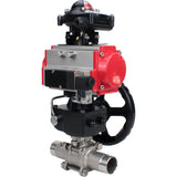 Ball valves Elephant BV3232P(3pc)-FP-W-ISO-H LONG DN50-150 full bore, body - stainless steel 316, for welding, with PA-DA pneumatic actuator, pneumatic distributor 4M310-08 24V, MON gearbox and block limit switches APL-210N