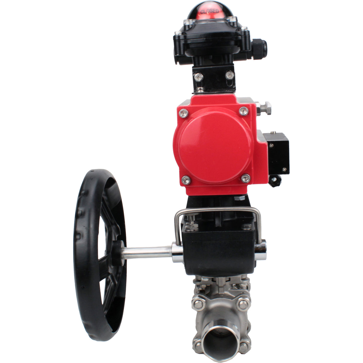 Ball valves Elephant BV3131P(3pc)-FP-W-ISO-H LONG DN50-150 full bore, body - stainless steel 304, for welding, with PA-DA pneumatic actuator, pneumatic distributor 4M310-08 24V, MON gearbox and block limit switches APL-210N