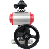 Ball valves Elephant BV3232P(3pc)-FP-W-ISO-H LONG DN50-150 full bore, body - stainless steel 316, for welding, with PA-DA pneumatic actuator, pneumatic distributor 4M310-08 24V, MON gearbox and block limit switches APL-210N