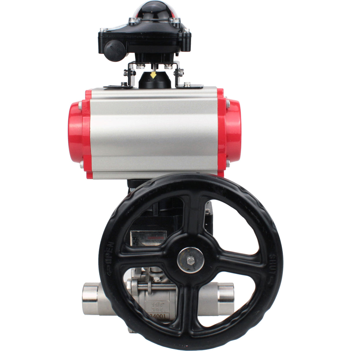 Ball valves Elephant BV3232P(3pc)-FP-W-ISO-H LONG DN50-150 full bore, body - stainless steel 316, welded, with pneumatic actuator PA-DA, pneumatic distributor 4M310-08 220V, MON gearbox and block limit switches APL-210N