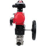Ball valves Elephant BV3232P(3pc)-FP-W-ISO-H LONG DN50-150 full bore, body - stainless steel 316, for welding, with PA-DA pneumatic actuator, pneumatic distributor 4M310-08 24V, MON gearbox and block limit switches APL-210N