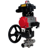 Ball valves Elephant BV3131P(3pc)-FP-W-ISO-H LONG DN50-150 full bore, body - stainless steel 304, for welding, with PA-DA pneumatic actuator, pneumatic distributor 4M310-08 24V, MON gearbox and block limit switches APL-410N EX