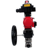 Ball valves Elephant BV3232P(3pc)-FP-W-ISO-H LONG DN50-150 full bore, body - stainless steel 316, welded, with pneumatic actuator PA-DA, pneumatic distributor 4M310-08 220V, MON gearbox and block limit switches APL-410N EX