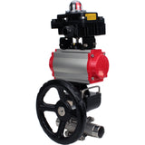 Ball valves Elephant BV3232P(3pc)-FP-W-ISO-H LONG DN50-150 full bore, body - stainless steel 316, welded, with pneumatic actuator PA-DA, pneumatic distributor 4M310-08 220V, MON gearbox and block limit switches APL-410N EX