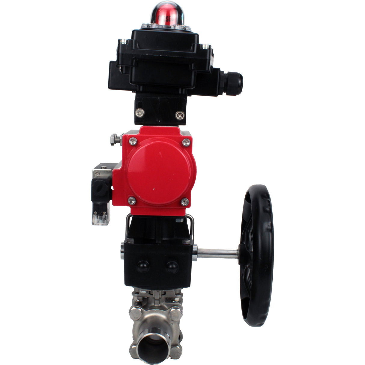 Ball valves Elephant BV3232P(3pc)-FP-W-ISO-H LONG DN50-150 full bore, body - stainless steel 316, welded, with pneumatic actuator PA-DA, pneumatic distributor 4M310-08 220V, MON gearbox and block limit switches APL-410N EX