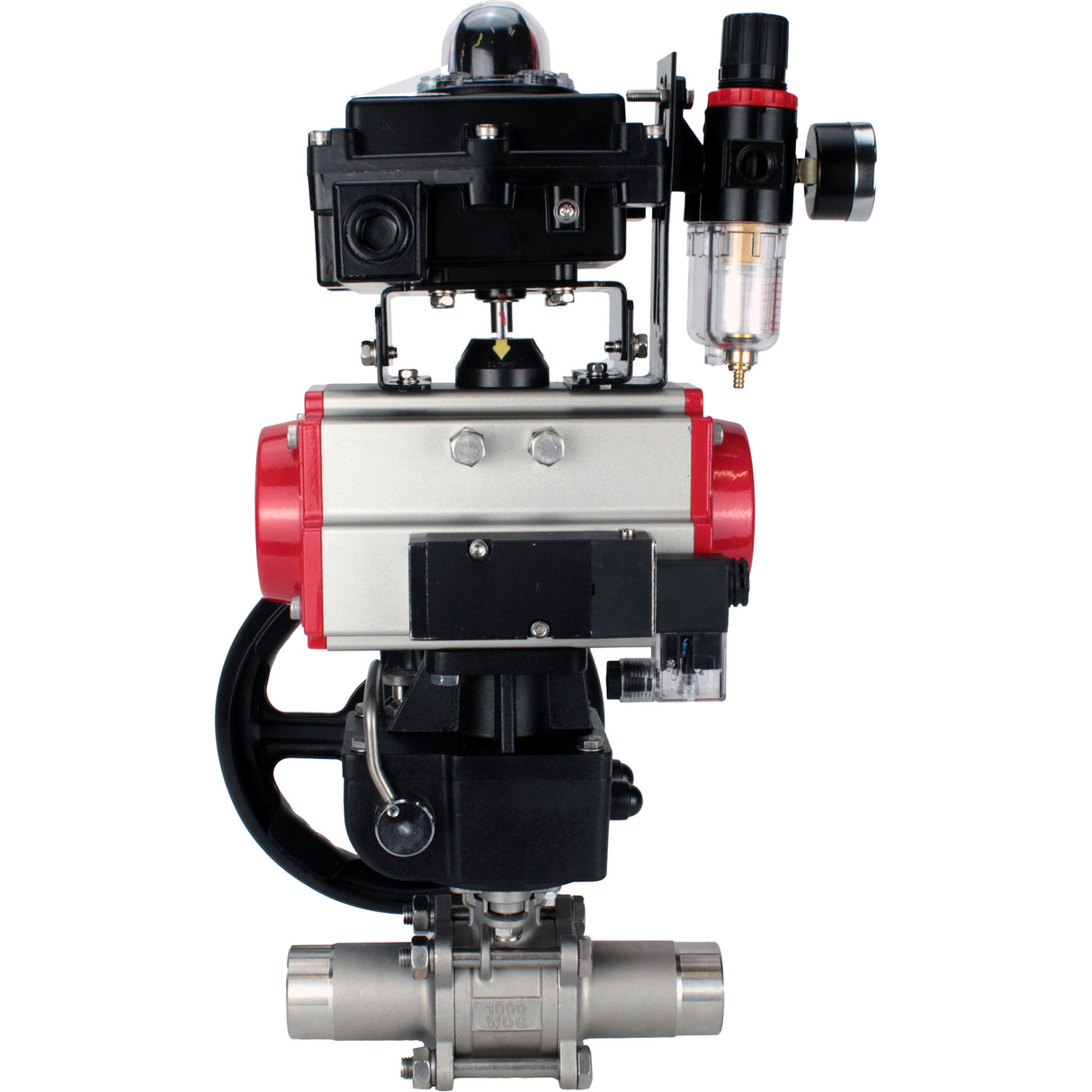 Vannes à boisseau sphérique Elephant BV3131P(3pc)-FP-W-ISO-H LONG DN50-150 passage intégral, corps - acier inoxydable 304, à souder, avec actionneur pneumatique PA-DA, distributeur pneumatique 4M310-08 24V, réducteur MON, BKV APL-410N EX et BPV AFC2000