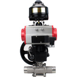 Ball valves Elephant BV3232P(3pc)-FP-W-ISO-H LONG DN50-150 full bore, body - stainless steel 316, for welding, with PA-DA pneumatic actuator, pneumatic distributor 4M310-08 24V, MON gearbox and block limit switches APL-510N EX