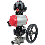 Ball valves Elephant BV3232P(3pc)-FP-W-ISO-H LONG DN50-150 full bore, body - stainless steel 316, welded, with pneumatic actuator PA-DA, pneumatic distributor 4M310-08 220V, MON gearbox and block limit switches APL-510N EX